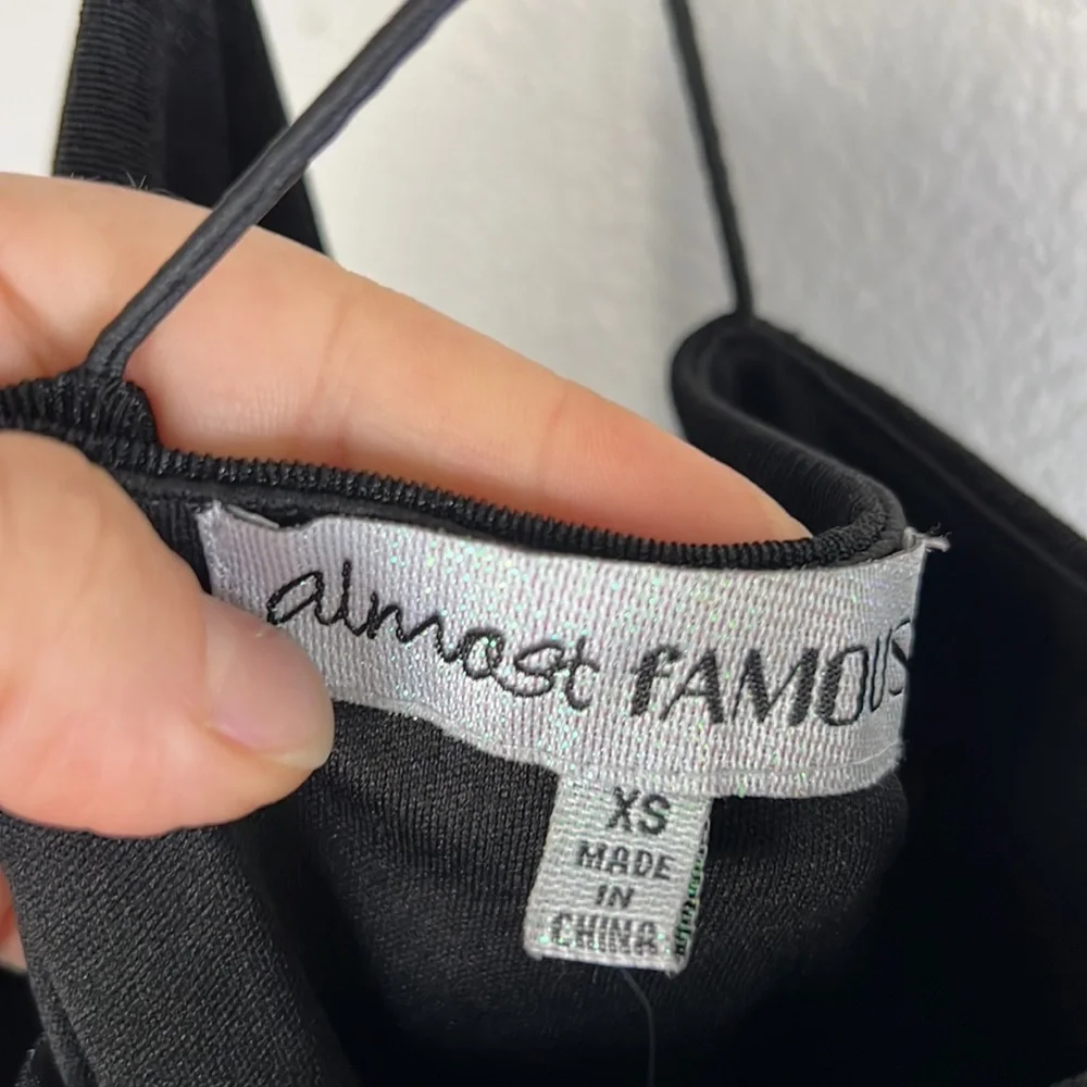 NWT Almost Famous Stretchy Strappy Mini Black Dress XS - Picture 5 of 7